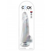 Прозрачный фаллоимитатор с мошонкой на присоске 10’’ Cock with Balls - 27,9 см.