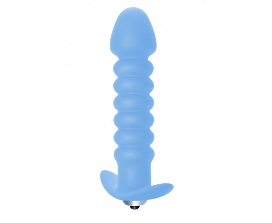 Голубая анальная вибропробка Twisted Anal Plug - 13 см.