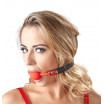 Силиконовый кляп-шар на чёрных ремешках Red Gag silicone