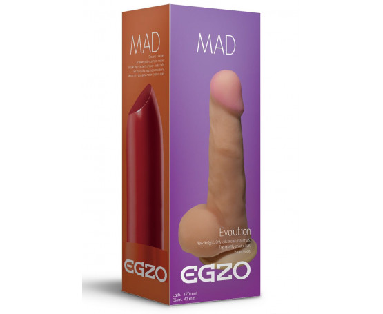 Телесный фаллоимитатор Mad Lipstick с мошонкой и подошвой-присоской - 17 см. FFF