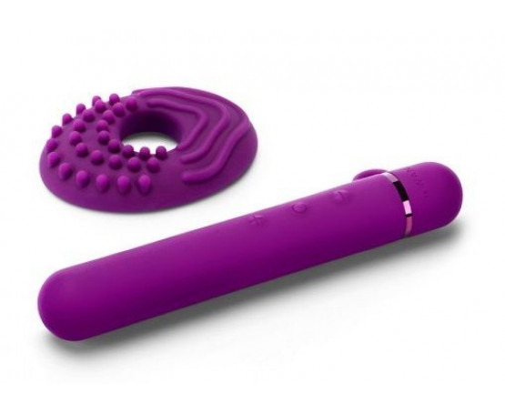 Фиолетовый мини-вибратор Le Wand Baton с текстурированной насадкой - 11,9 см.