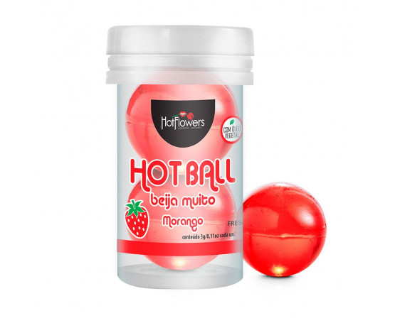 Лубрикант на масляной основе Hot Ball Beija Muito с ароматом клубники (2 шарика по 3 гр.)