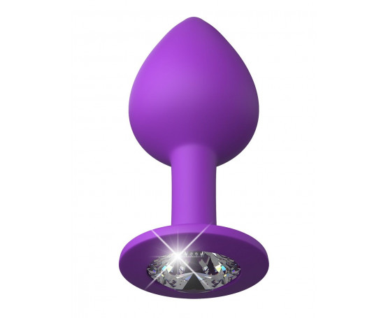 Фиолетовая анальная пробка со стразом Her Little Gem Medium Plug - 8,3 см.