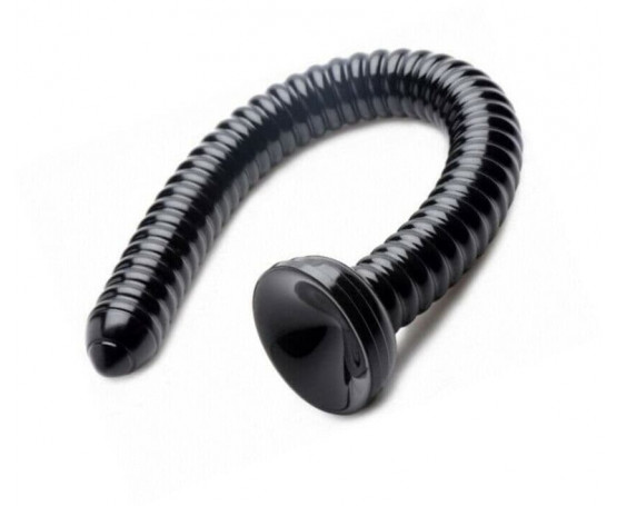 Черный анальный стимулятор-гигант Hosed Ribbed Anal Snake Dildo - 50,8 см.