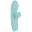 Бирюзовый мини-вибратор с клиторальным отростком Rabbit Vibrator - 15,5 см.