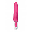 Ярко-розовый вибратор  Satisfyer Mr. Rabbit с клиторальным отростком - 22,1 см.