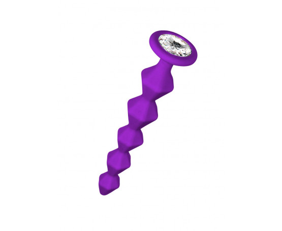 Фиолетовая анальная цепочка с кристаллом Buddy - 17,7 см.