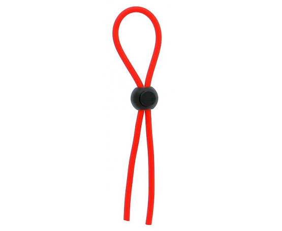 Красное эрекционное лассо с одной бусиной-утяжкой STRETCHY THIN LASSO