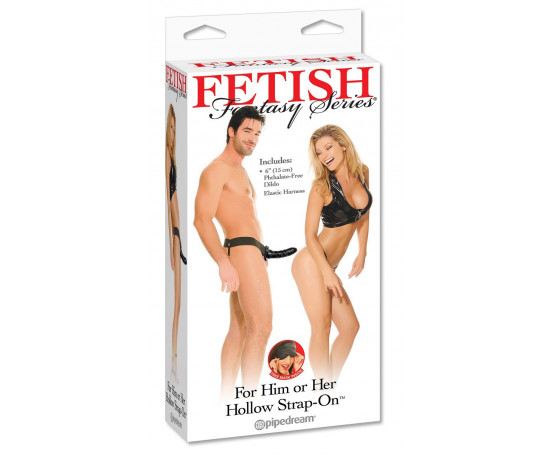 Полый страпон унисекс черного цвета For Him or Her ​Hollow Strap-On - 15 см.