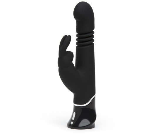 Черный хай-тек вибратор Greedy Girl Thrusting Rabbit Vibrator - 22,8 см.