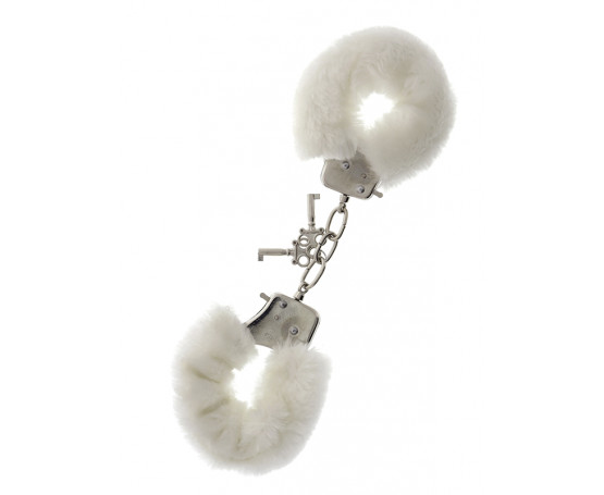 Металлические наручники с белой меховой опушкой METAL HANDCUFF WITH PLUSH WHITE