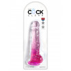 Розовый фаллоимитатор с мошонкой на присоске 8’’ Cock with Balls - 22,2 см.
