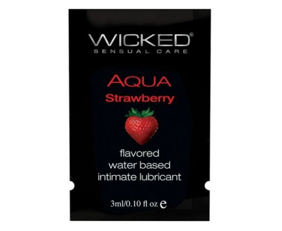 Лубрикант с ароматом клубники Wicked Aqua Strawberry - 3 мл.