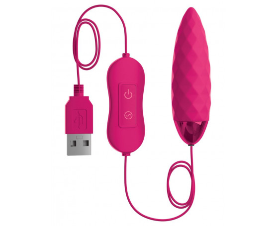 Розовая, рельефная, работающая от USB вибропуля Fun