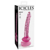 Розовый стеклянный фаллоимитатор Icicles №86 с силиконовой присоской - 17 см.