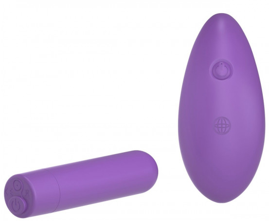 Фиолетовая вибропуля с пультом Rechargeable Remote Control Bullet - 7,62 см.