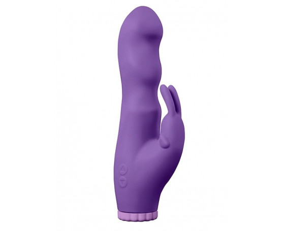 Фиолетовый вибратор с клиторальным стимулятором PURRFECT SILICONE DELUXE RABBIT 100FNCT - 20 см.