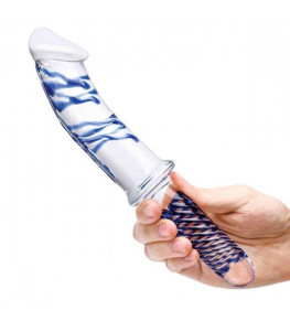 Прозрачно-синий двусторонний стимулятор 11  Realistic Double Ended Dildo - 28 см.