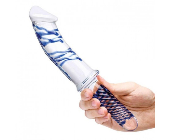 Прозрачно-синий двусторонний стимулятор 11  Realistic Double Ended Dildo - 28 см.