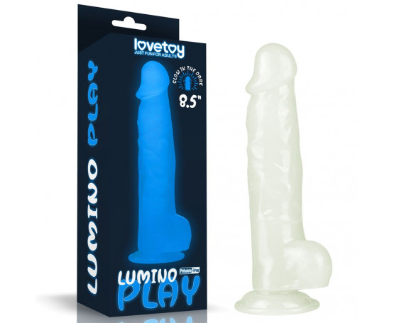 Прозрачный, светящийся в темноте фаллоимитатор Lumino Play Dildo - 21,5 см.
