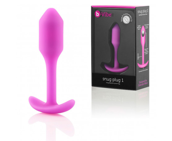 Розовая пробка для ношения B-vibe Snug Plug 1 - 9,4 см.