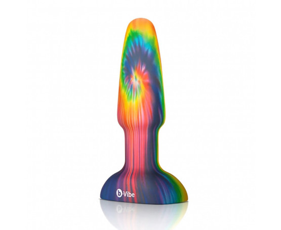Разноцветная анальная пробка с эффектом римминга Peace   Love Tie-Dye - 15,2 см.