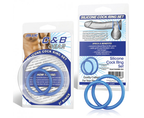 Набор из двух голубых силиконовых колец разного диаметра SILICONE COCK RING SET
