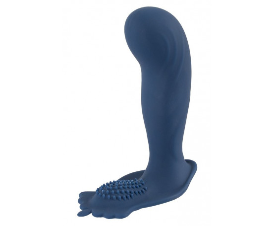 Синий вибростимулятор простаты Vibrating Butt Plug - 11,7 см.