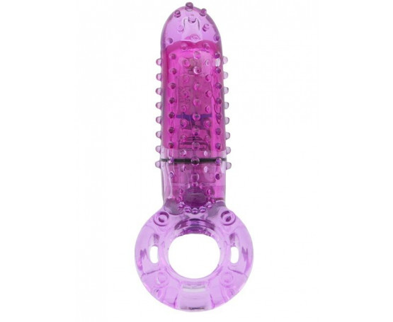 Фиолетовое эрекционное кольцо с вибрацией и пальчиком OYEAH PURPLE