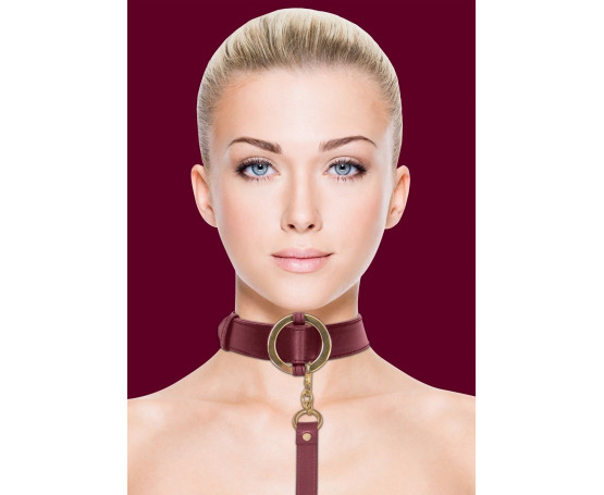 Бордовый ошейник с поводком Collar With Leash