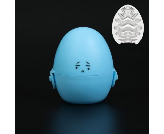Рельефный мастурбатор EGG в синем футляре