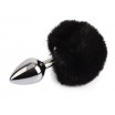 Серебристая анальная втулка с заячьим хвостиком Frolics Fur Tail Butt Plug