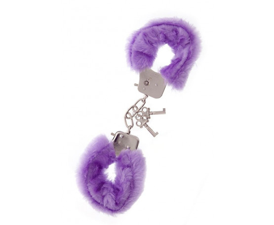 Фиолетовые меховые наручники METAL HANDCUFF WITH PLUSH LAVENDER