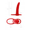 Красная насадка на пенис для двойного проникновения Black Red - 16,5 см.