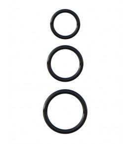 Набор из трех черных эрекционных колец Silicone 3-Ring Stamina Set