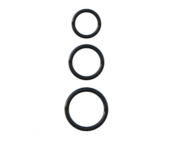 Набор из трех черных эрекционных колец Silicone 3-Ring Stamina Set