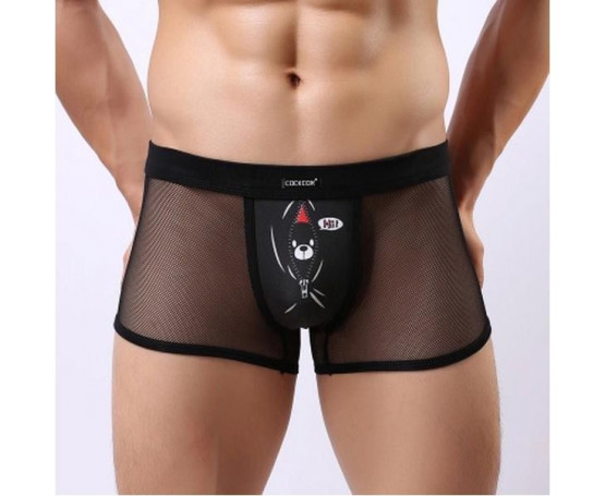 Мужские трусы-боксеры из сетки Cockcon Unzip-Me Boxer с пикантным принтом