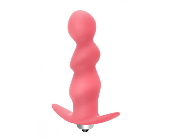Розовая фигурная анальная вибропробка Spiral Anal Plug - 12 см.