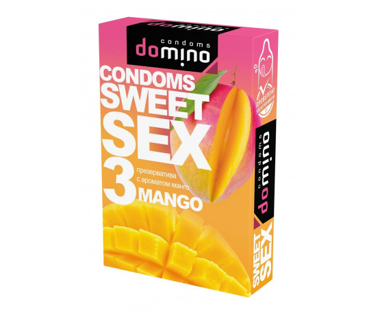 Презервативы для орального секса DOMINO Sweet Sex с ароматом манго - 3 шт.