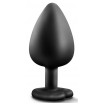 Черная анальная пробка с прозрачным стразом-сердечком Bling Plug Large - 9,5 см.