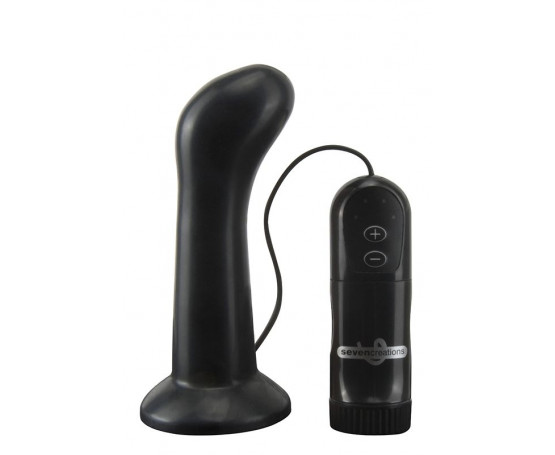 Черная анальная пробка с 4 режимами вибрации E4 CURVE HEAD - 11 см.
