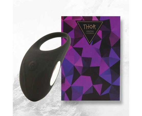 Черное эрекционное виброкольцо Thor Cockring