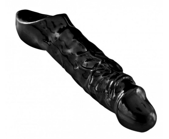 Чёрная увеличивающая насадка на член Mamba Cock Sheath Packaged - 16,5 см.