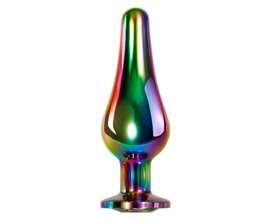 Радужная анальная пробка Rainbow Metal Plug Small - 9,4 см.