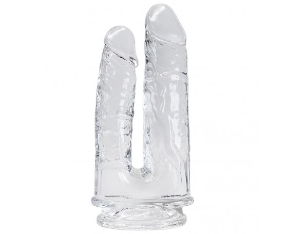 Прозрачный анально-вагинальный фаллоимитатор на присоске Imperium Jelly Dildo - 18 см.