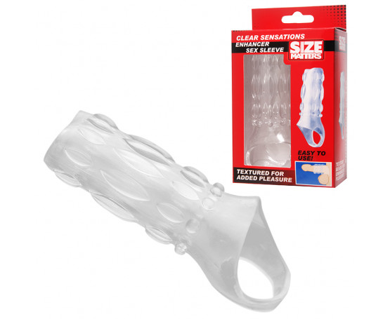 Насадка на пенис с кольцом для мошонки Clear Sensations Enhancer Sex Sleeve - 11,5 см.