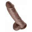 Большой коричневый фаллоимитатор с мошонкой 10  Cock with Balls на присоске - 25,4 см.