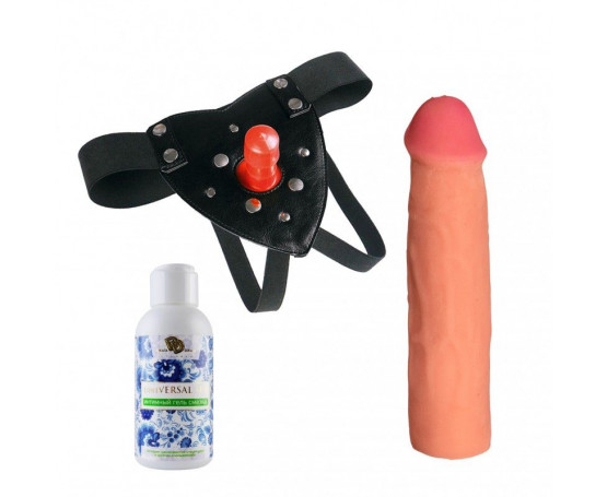 Трусики Harness с реалистичной насадкой-фаллосом с мошонкой №78 - 20,5 см.