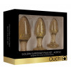 Набор из 3 золотистых анальных пробок Acrylic Goldchip Butt Plug Set