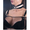 Черно-бежевый замшевый ошейник Sex Game